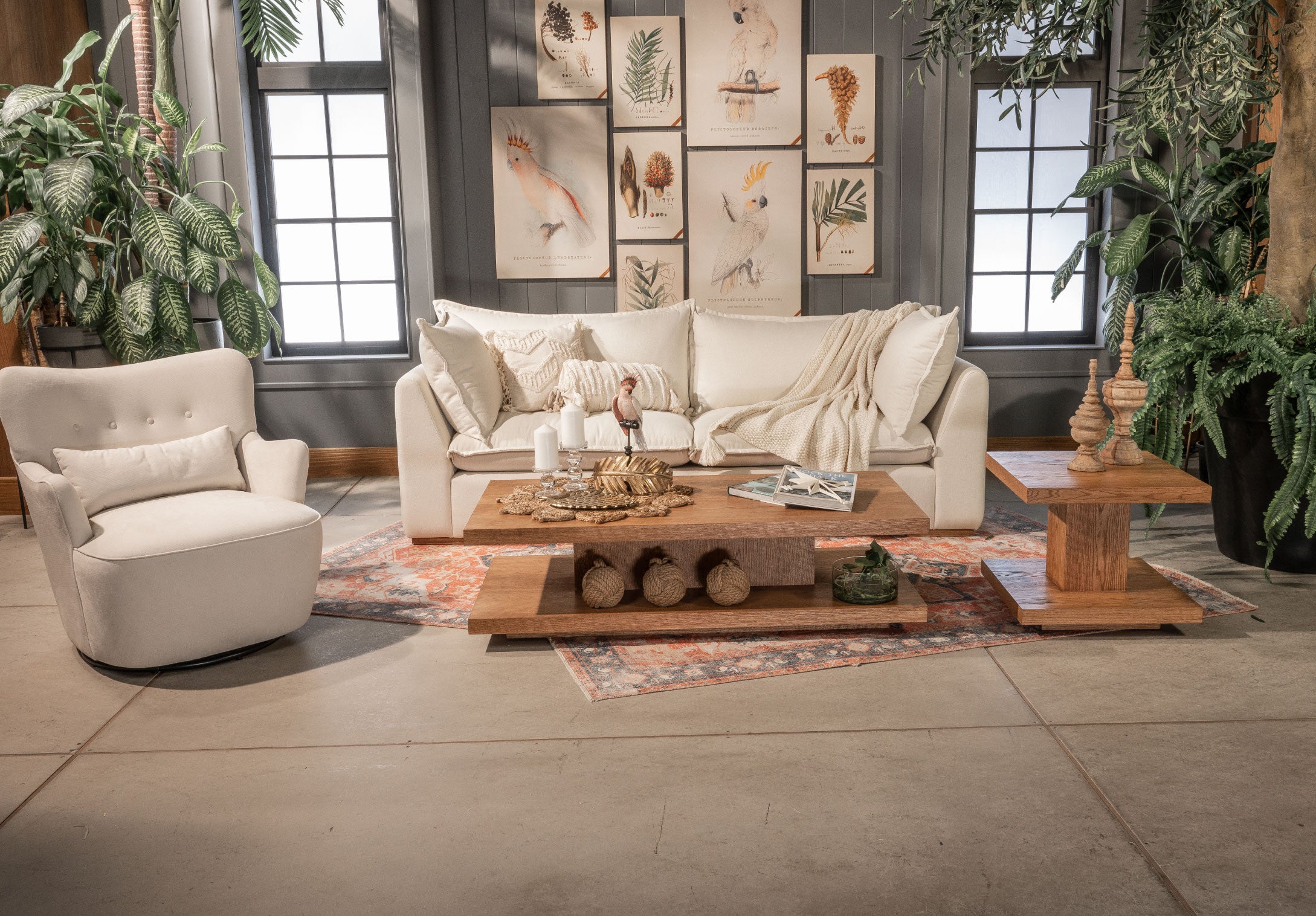 Poltrona Giratoria Madonna Cozy con Brazos Tela y Cuero