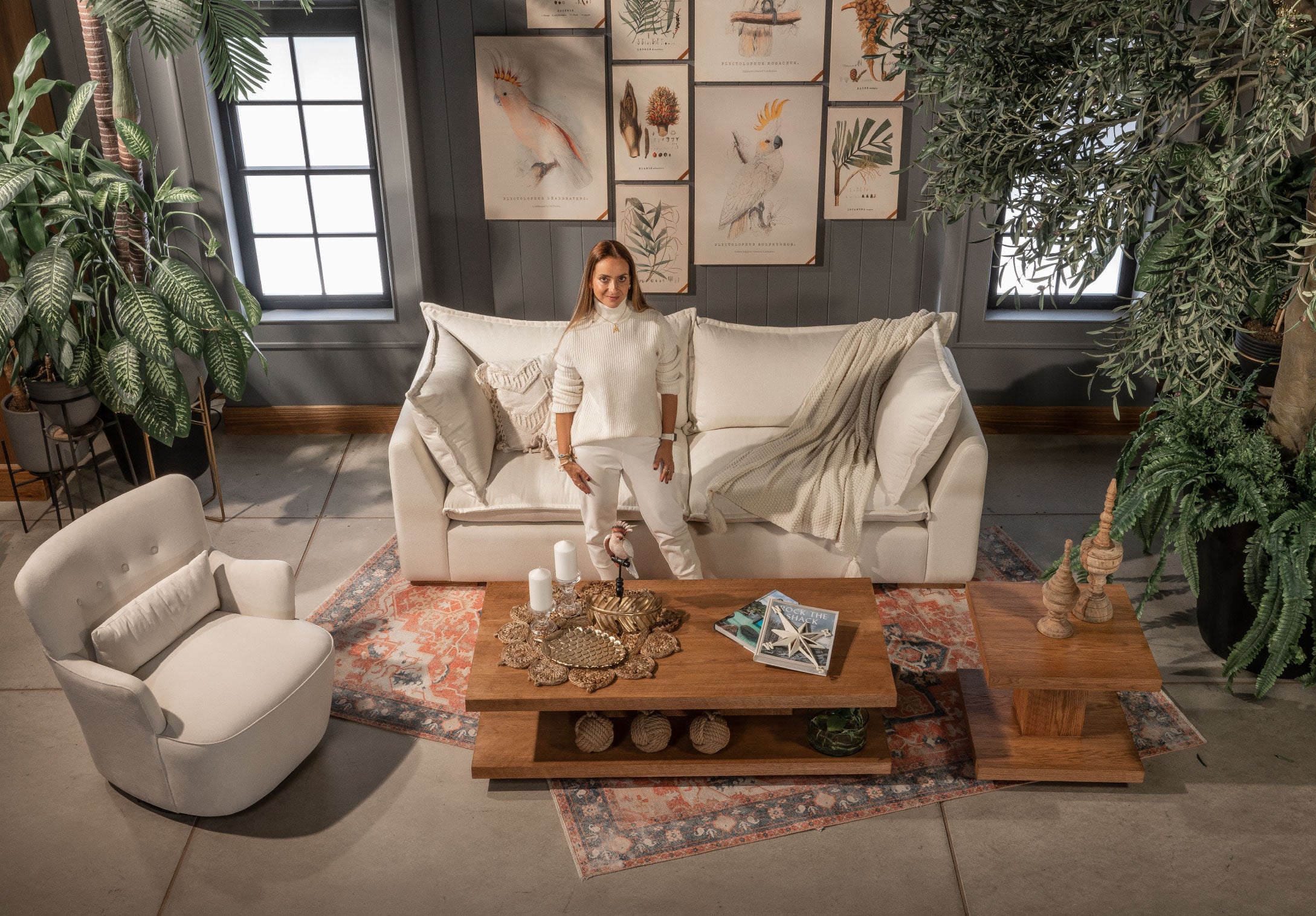 Poltrona Giratoria Madonna Cozy con Brazos Tela y Cuero