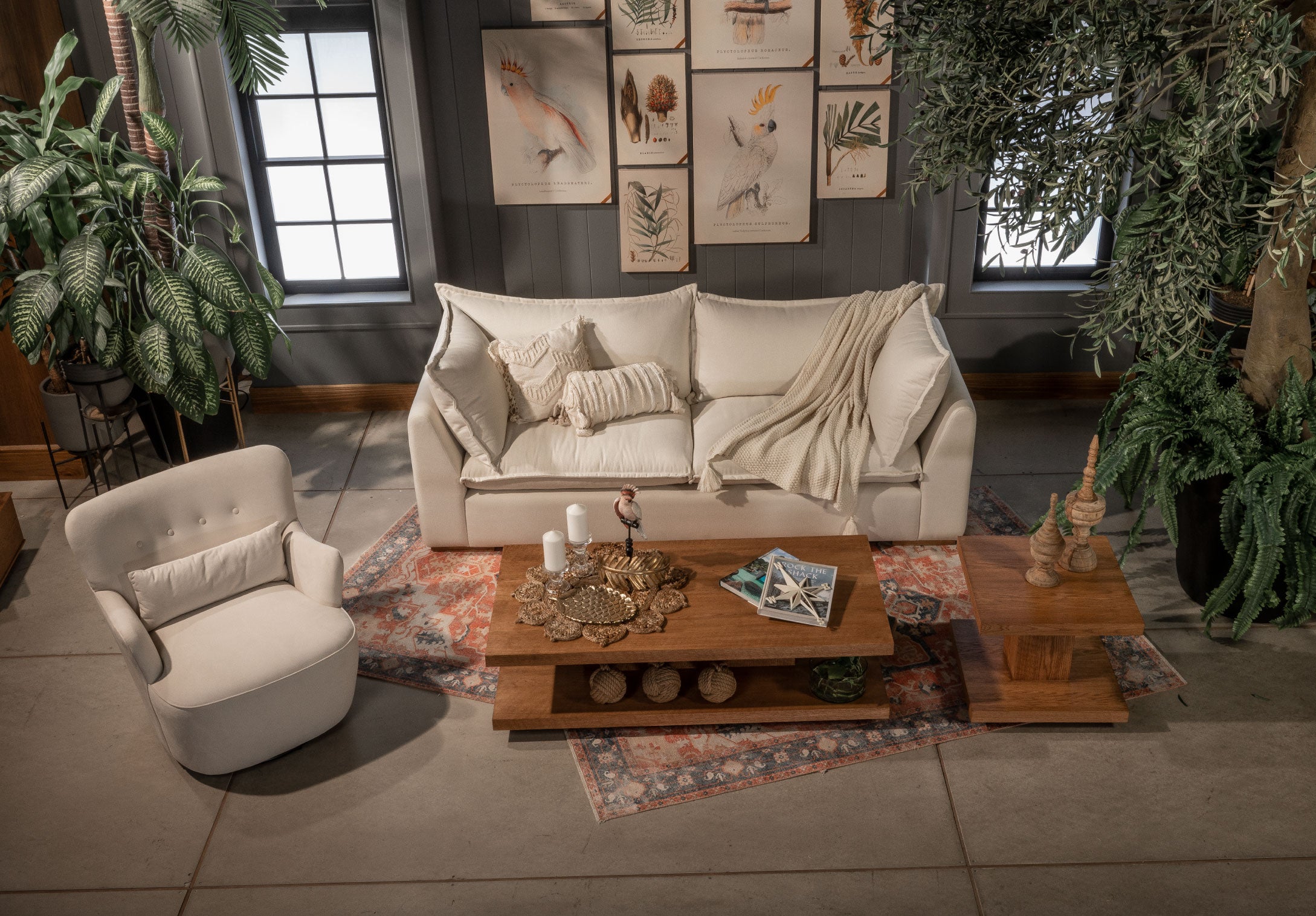 Poltrona Giratoria Madonna Cozy con Brazos Tela y Cuero