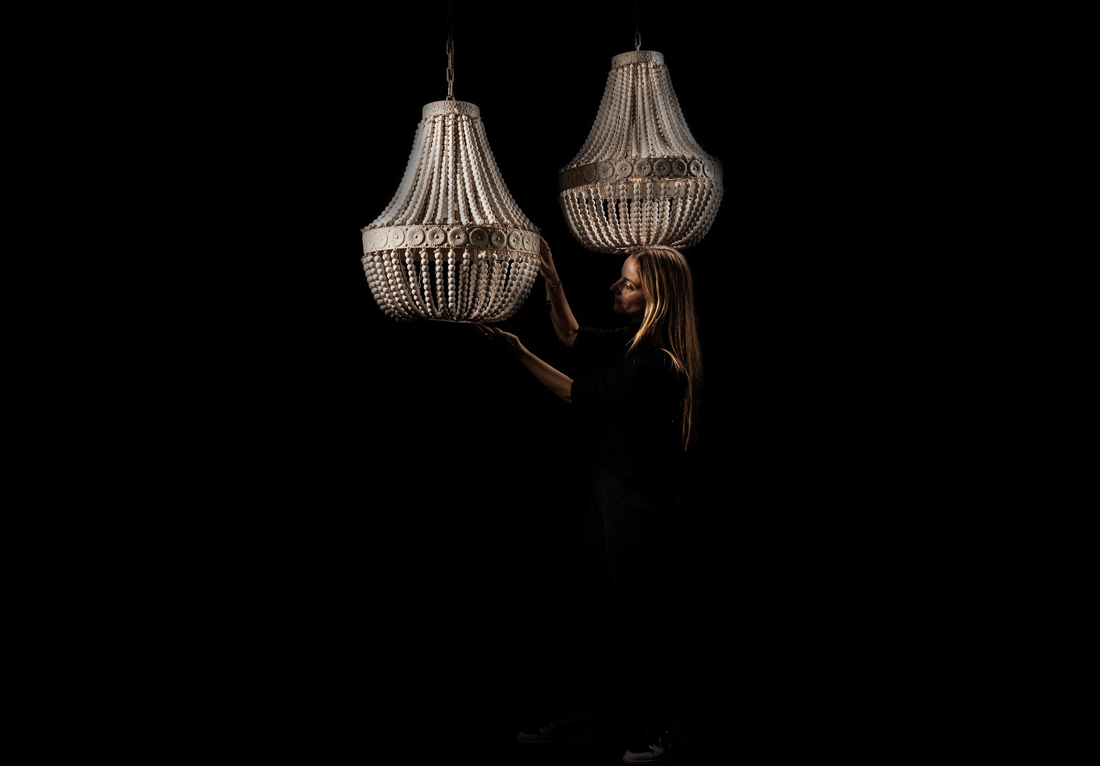 Wood Bead Chandelier