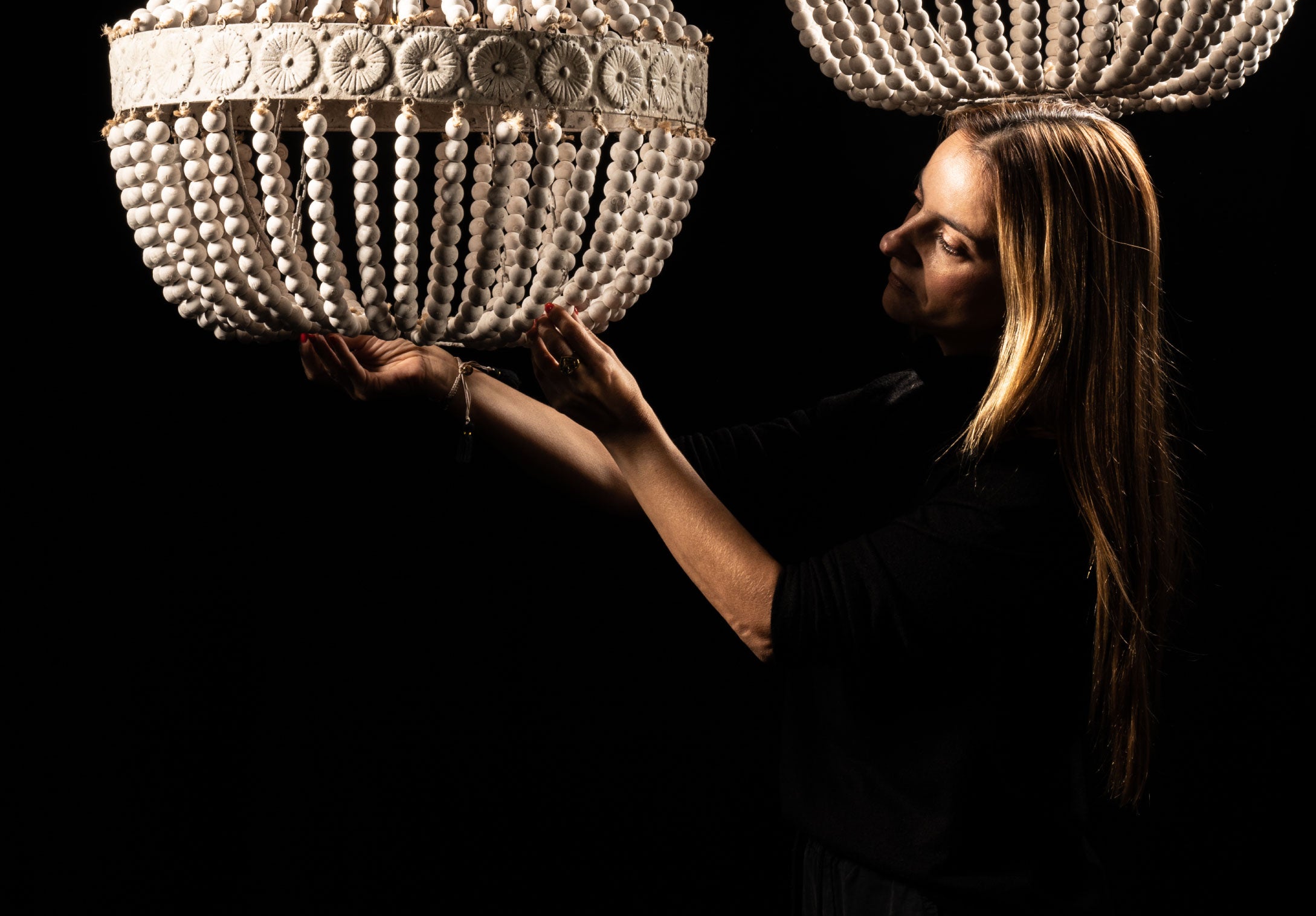 Wood Bead Chandelier