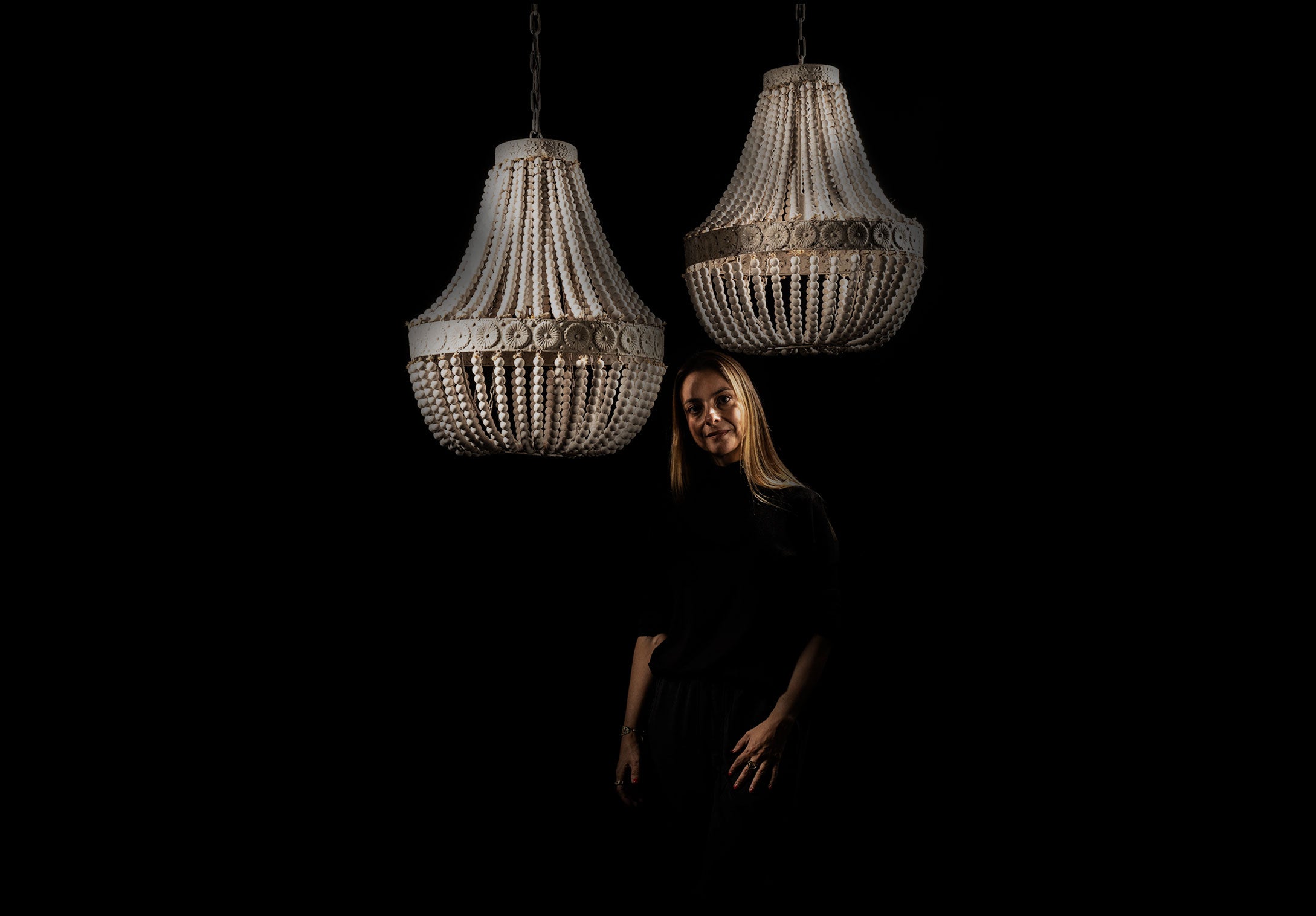 Wood Bead Chandelier