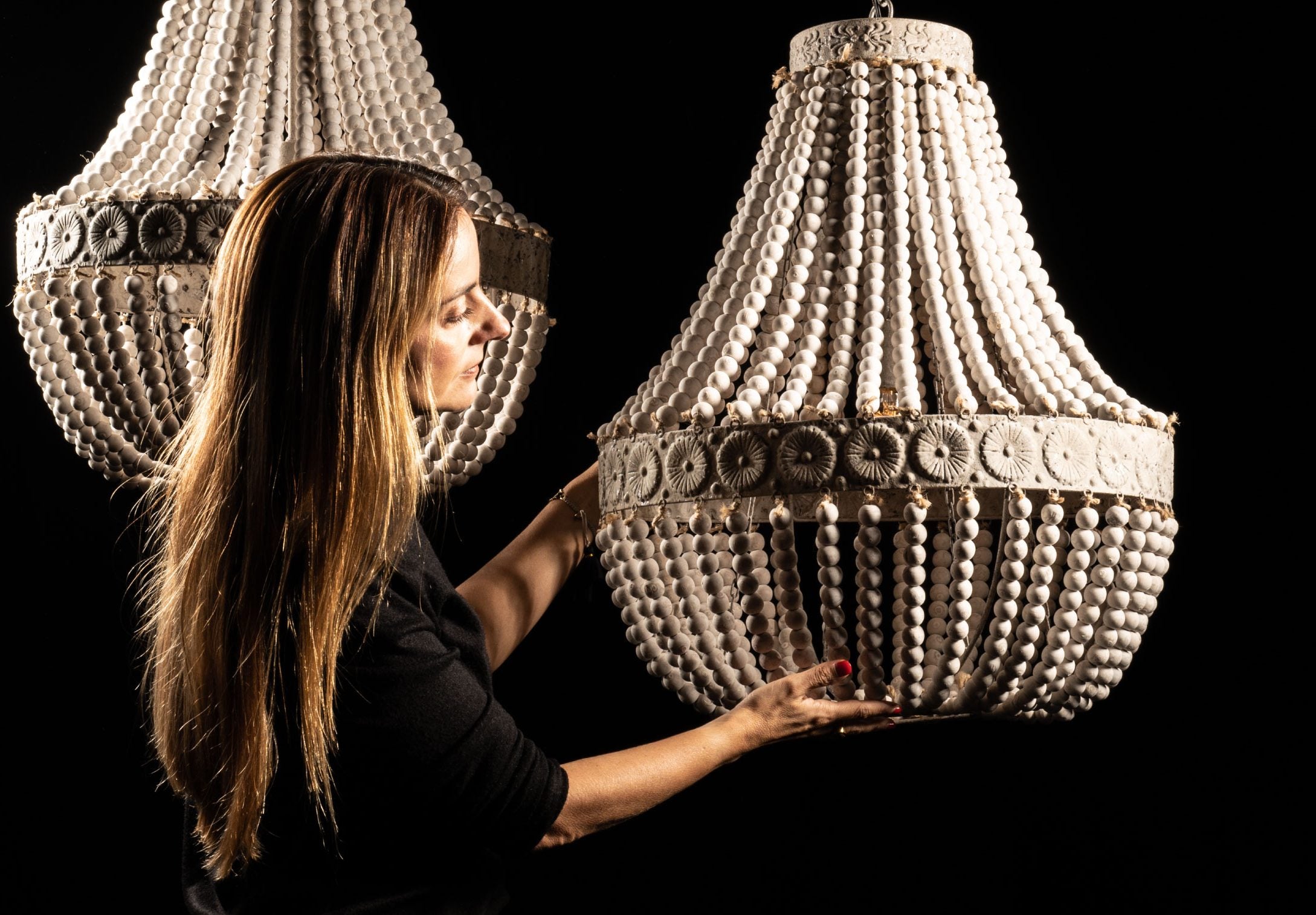 Wood Bead Chandelier