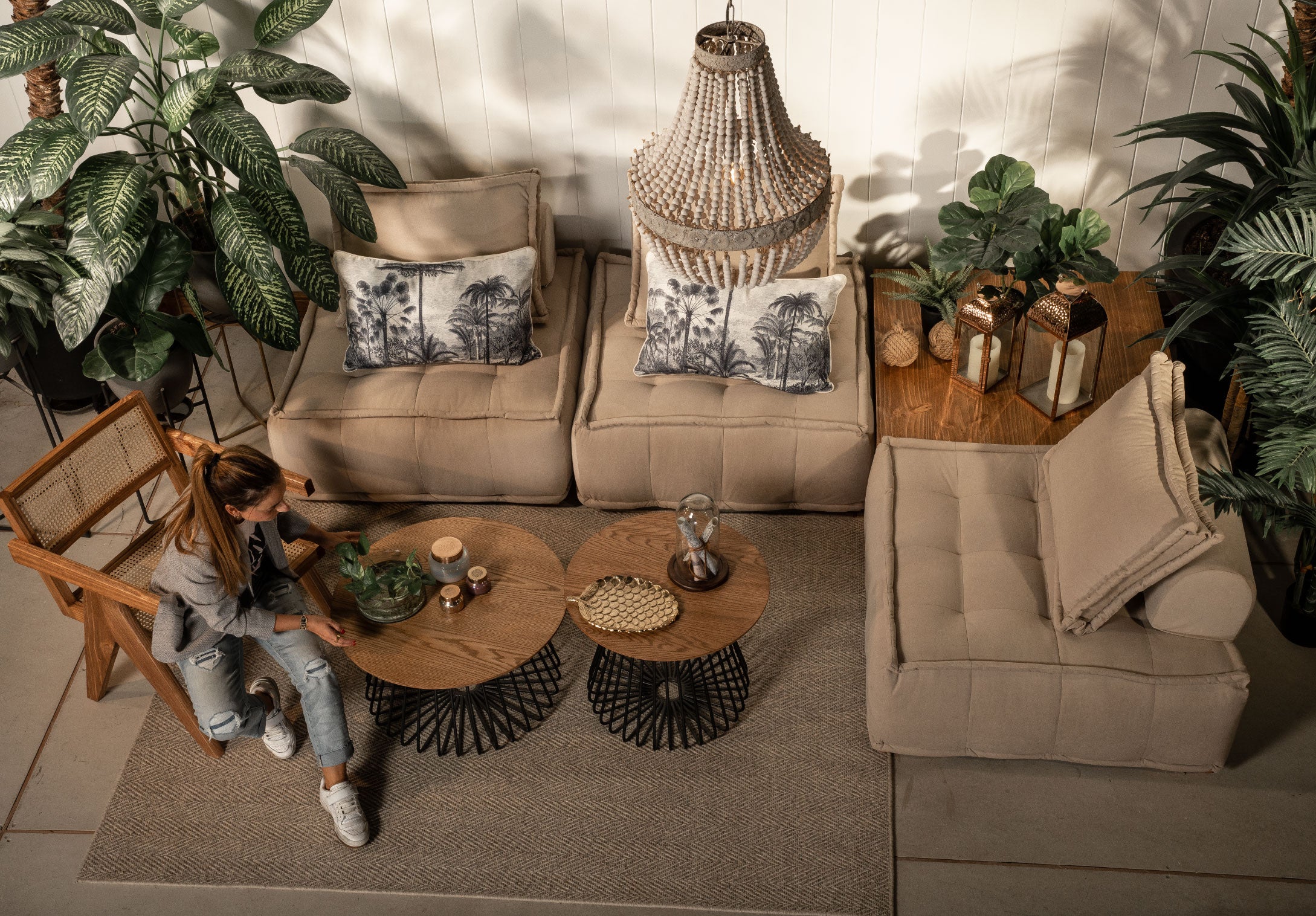 Wood Bead Chandelier