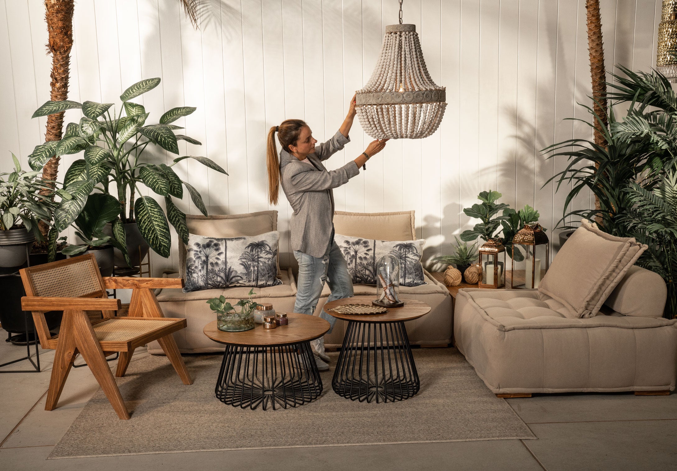 Wood Bead Chandelier