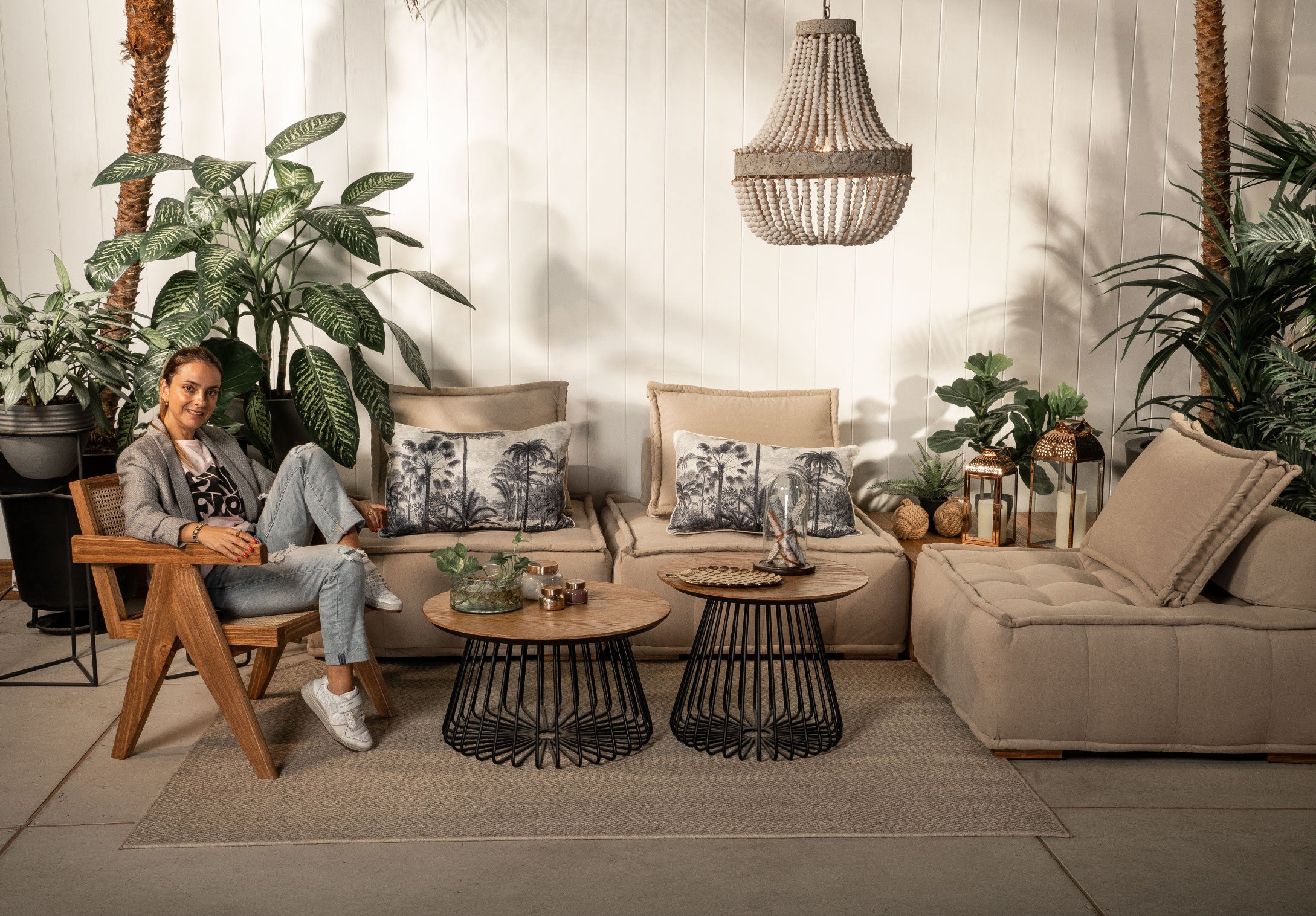 Wood Bead Chandelier