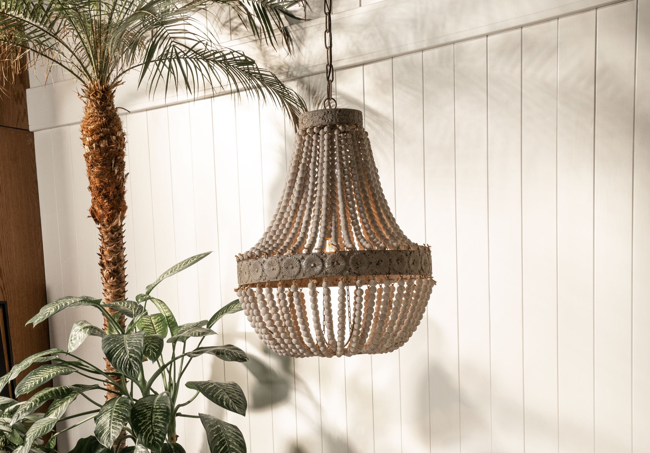 Wood Bead Chandelier