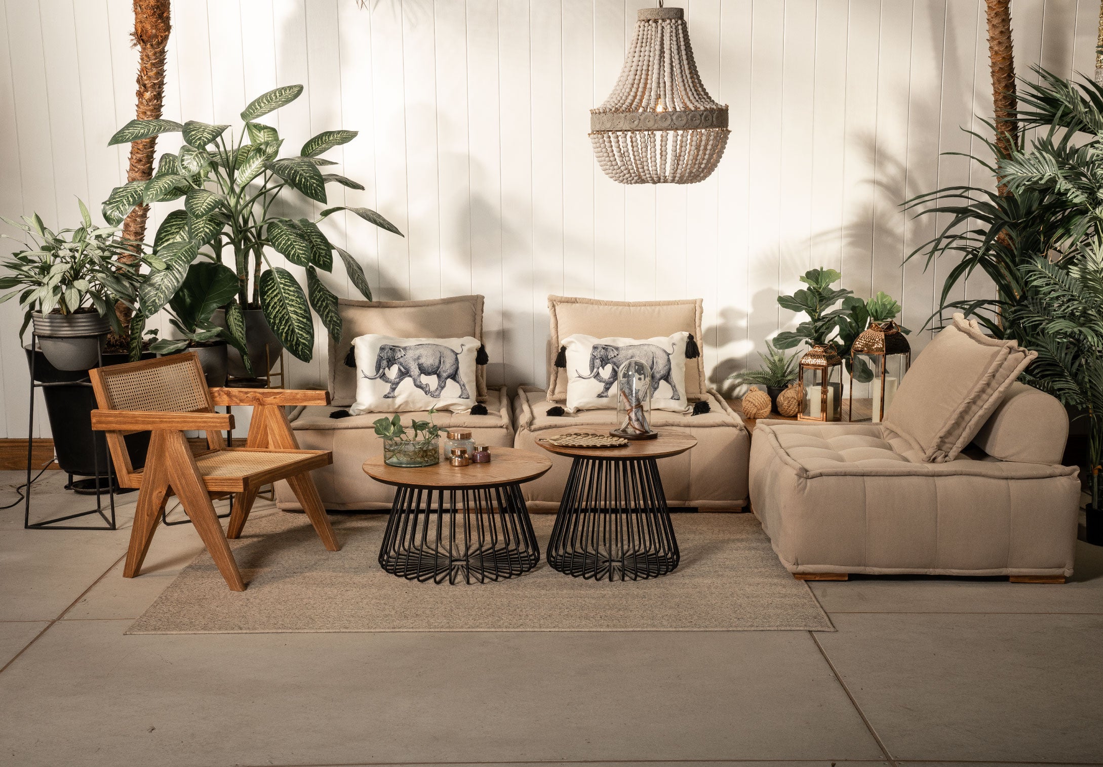 Wood Bead Chandelier