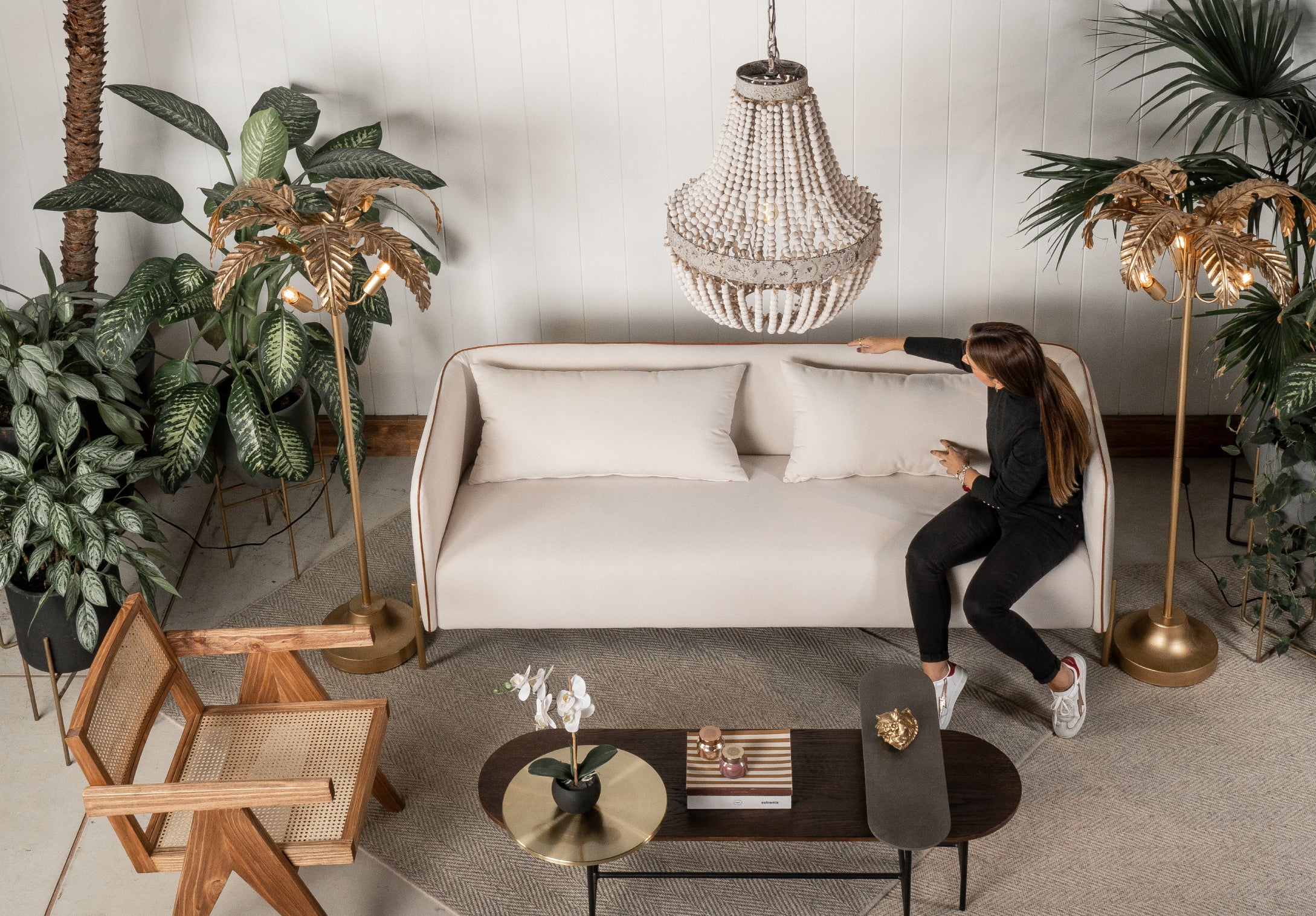 Wood Bead Chandelier