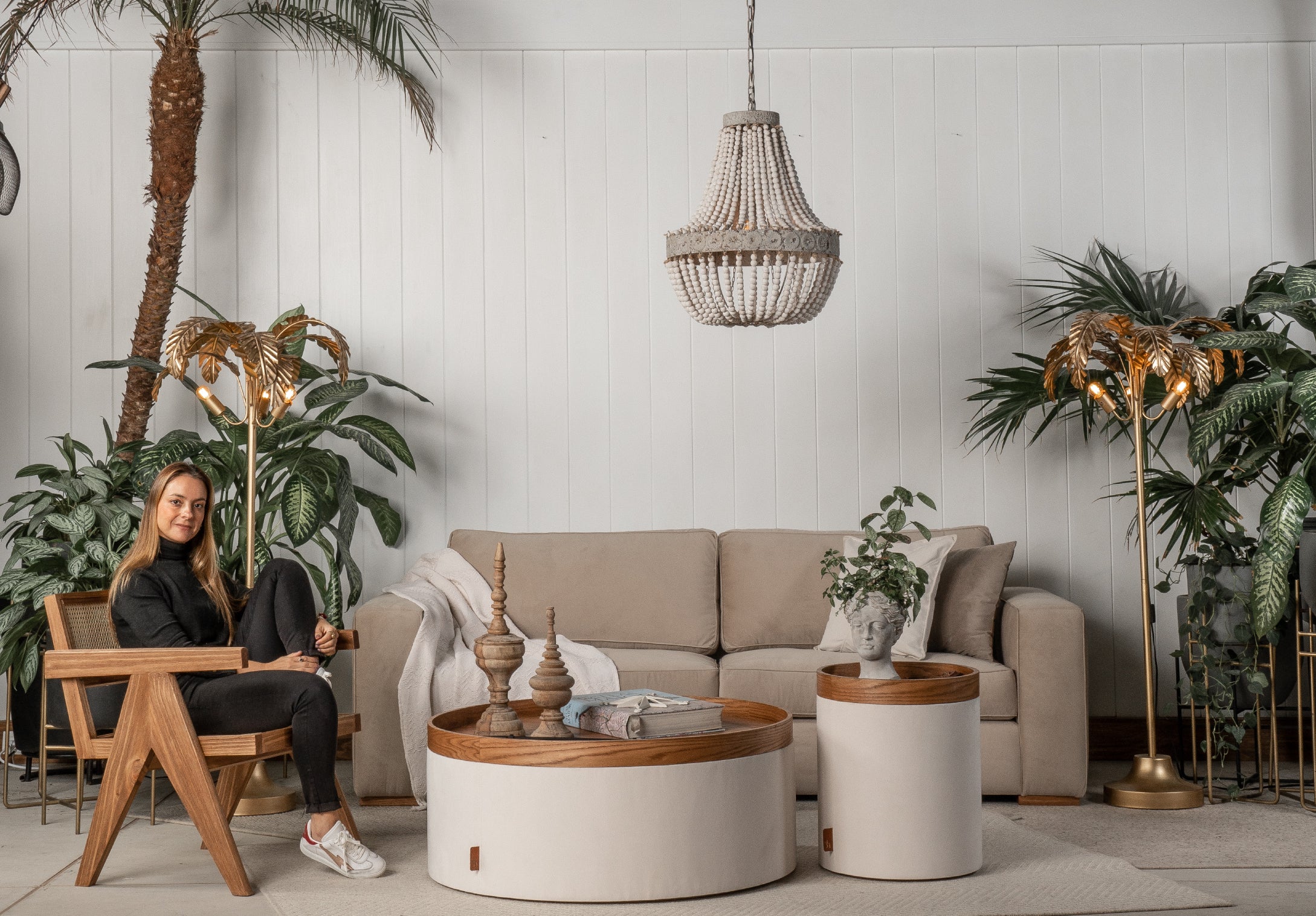 Wood Bead Chandelier