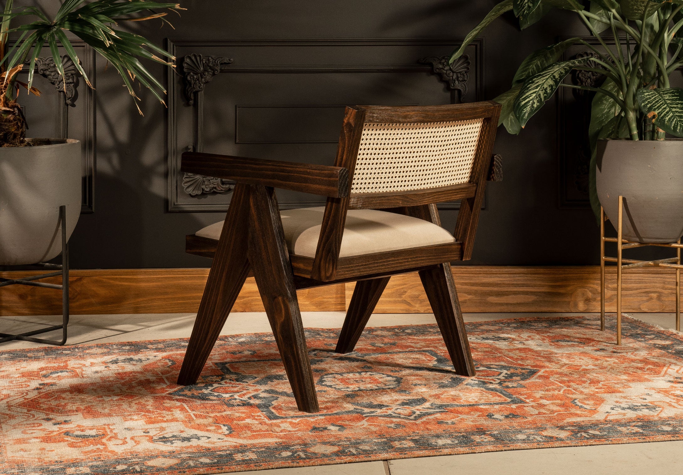 Poltrona Lyon esterilla y tela