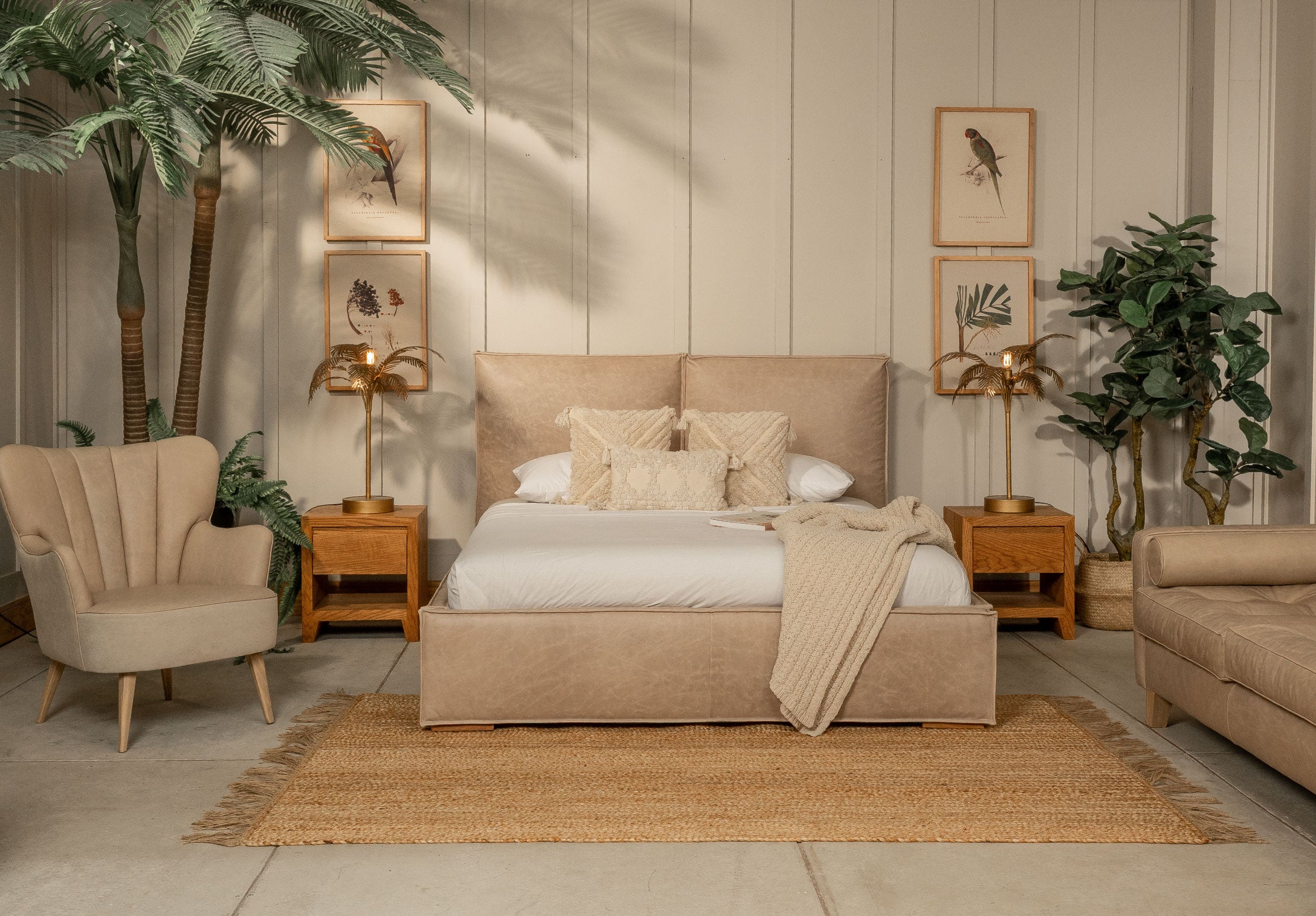 Cama Bruna Tela Lino Astoria Nuez