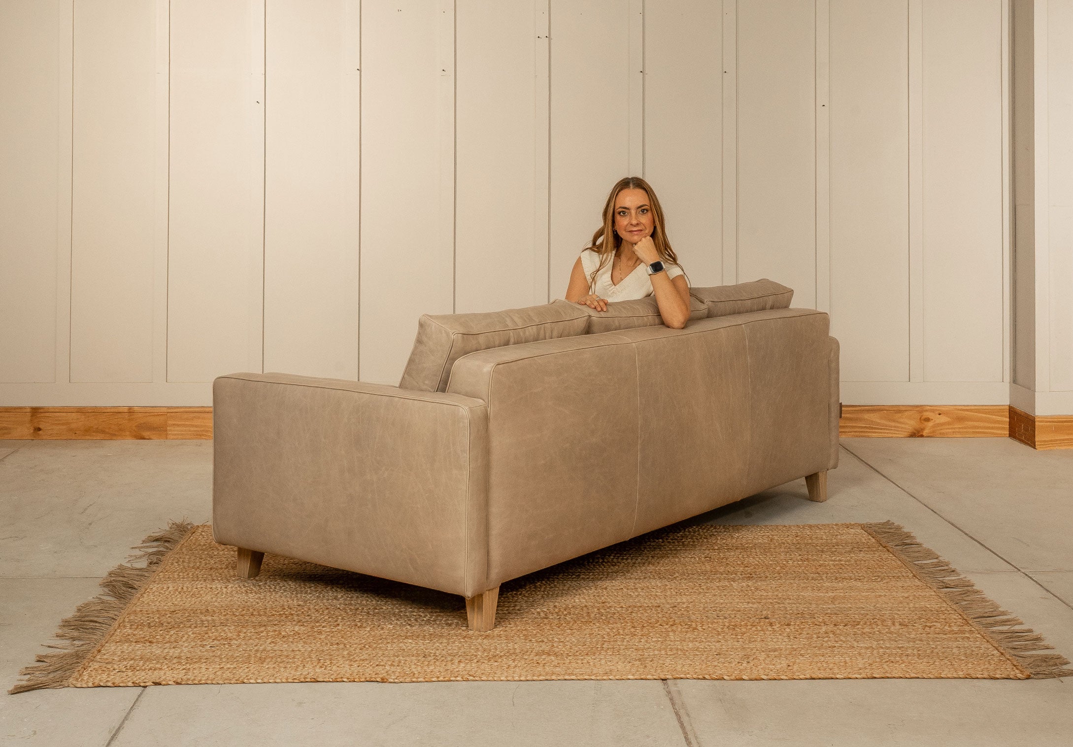 Sofá Bolonia Cuero Miel - 230 cm