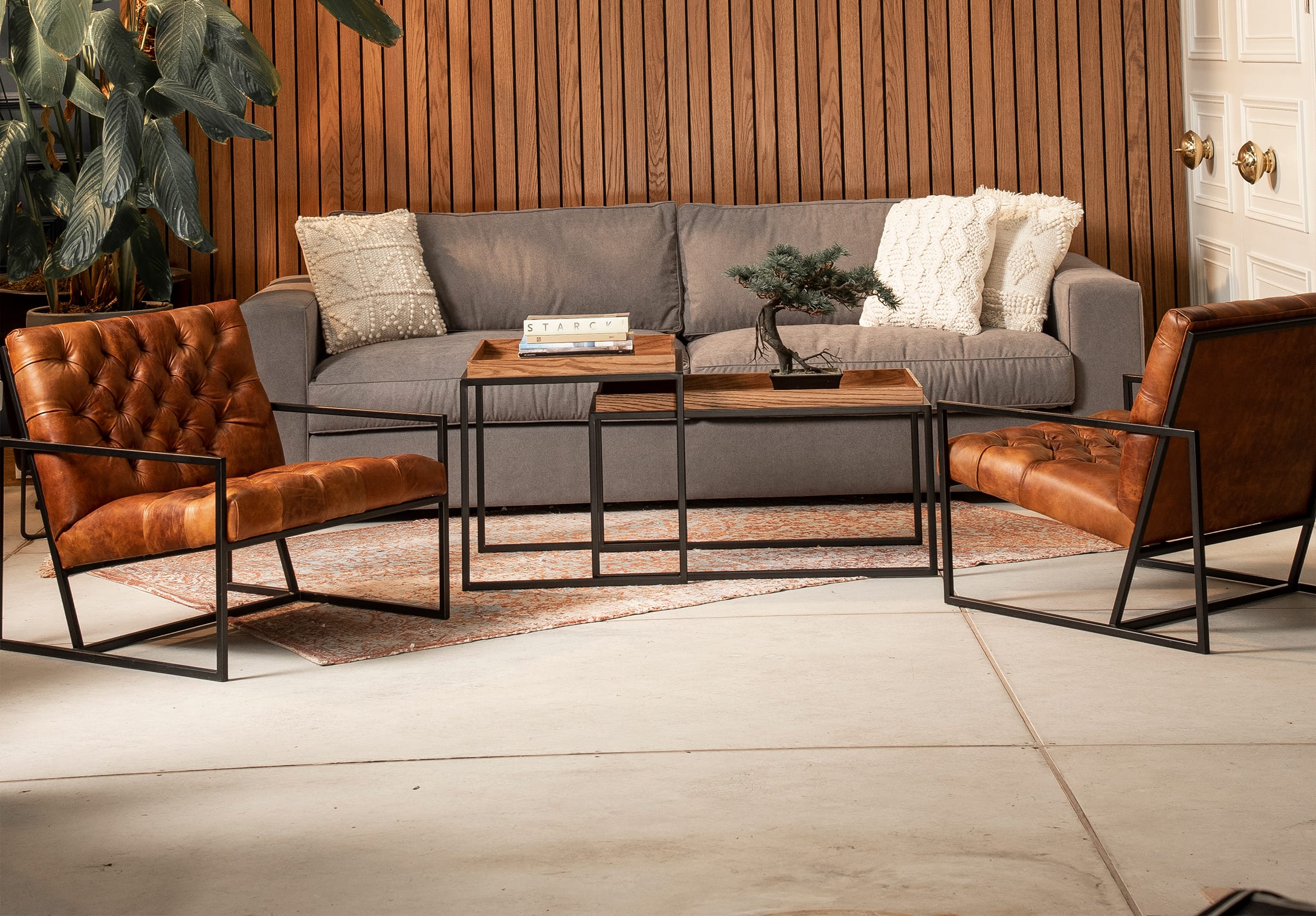 Producto para sala silla ferrara capitoneada en cuero 3house