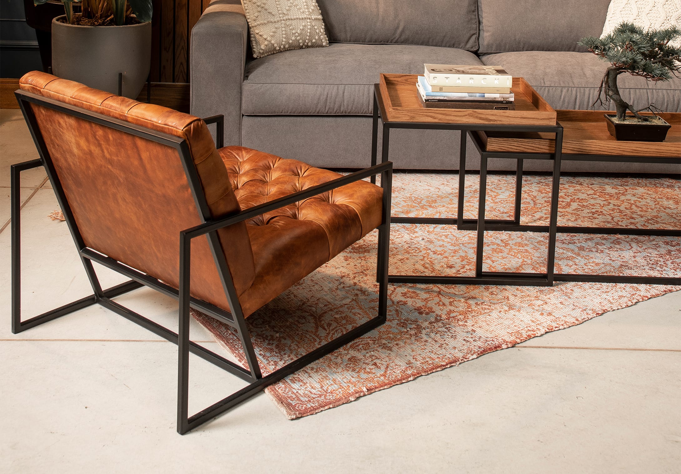 Producto para sala silla ferrara capitoneada en cuero 3house