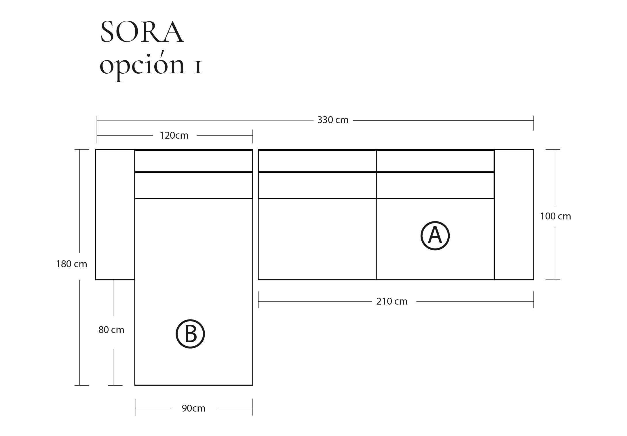 Sofá Modular Sora Tela o Cuero en L