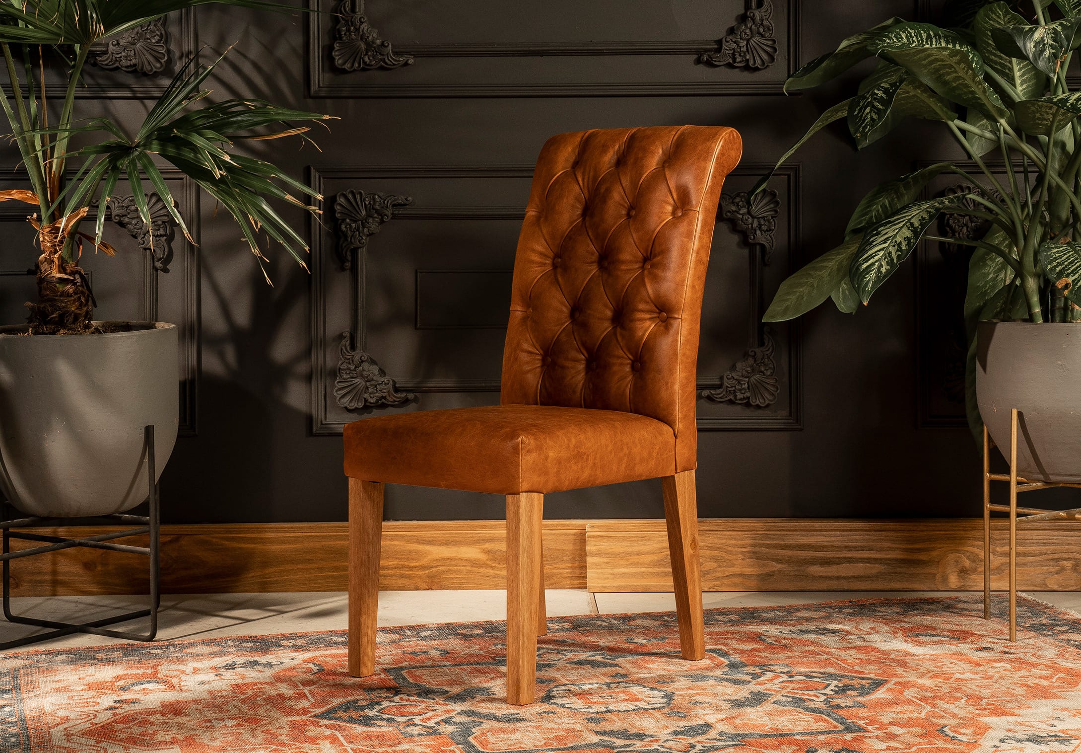 Silla Rávena Cuero Miel