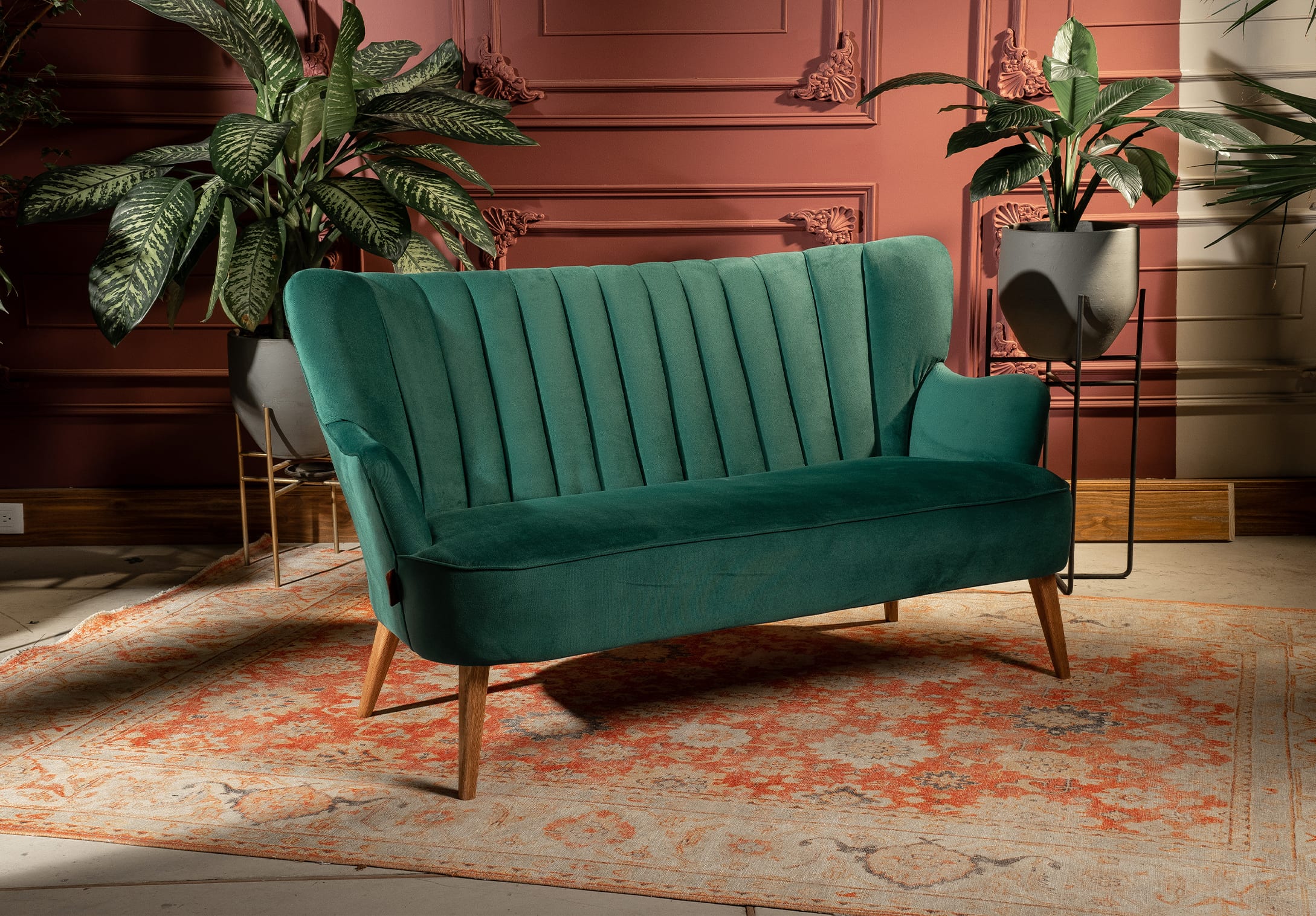 Sofá Madonna Shell con brazos tela