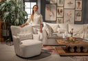 Poltrona Giratoria Madonna Cozy con Brazos Tela y Cuero