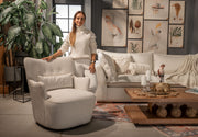 Poltrona Giratoria Madonna Cozy con Brazos Tela y Cuero