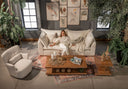 Poltrona Giratoria Madonna Cozy con Brazos Tela y Cuero