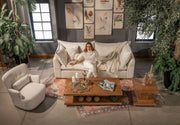 Poltrona Giratoria Madonna Cozy con Brazos Tela y Cuero