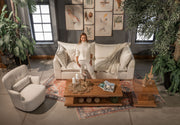 Poltrona Giratoria Madonna Cozy con Brazos Tela y Cuero