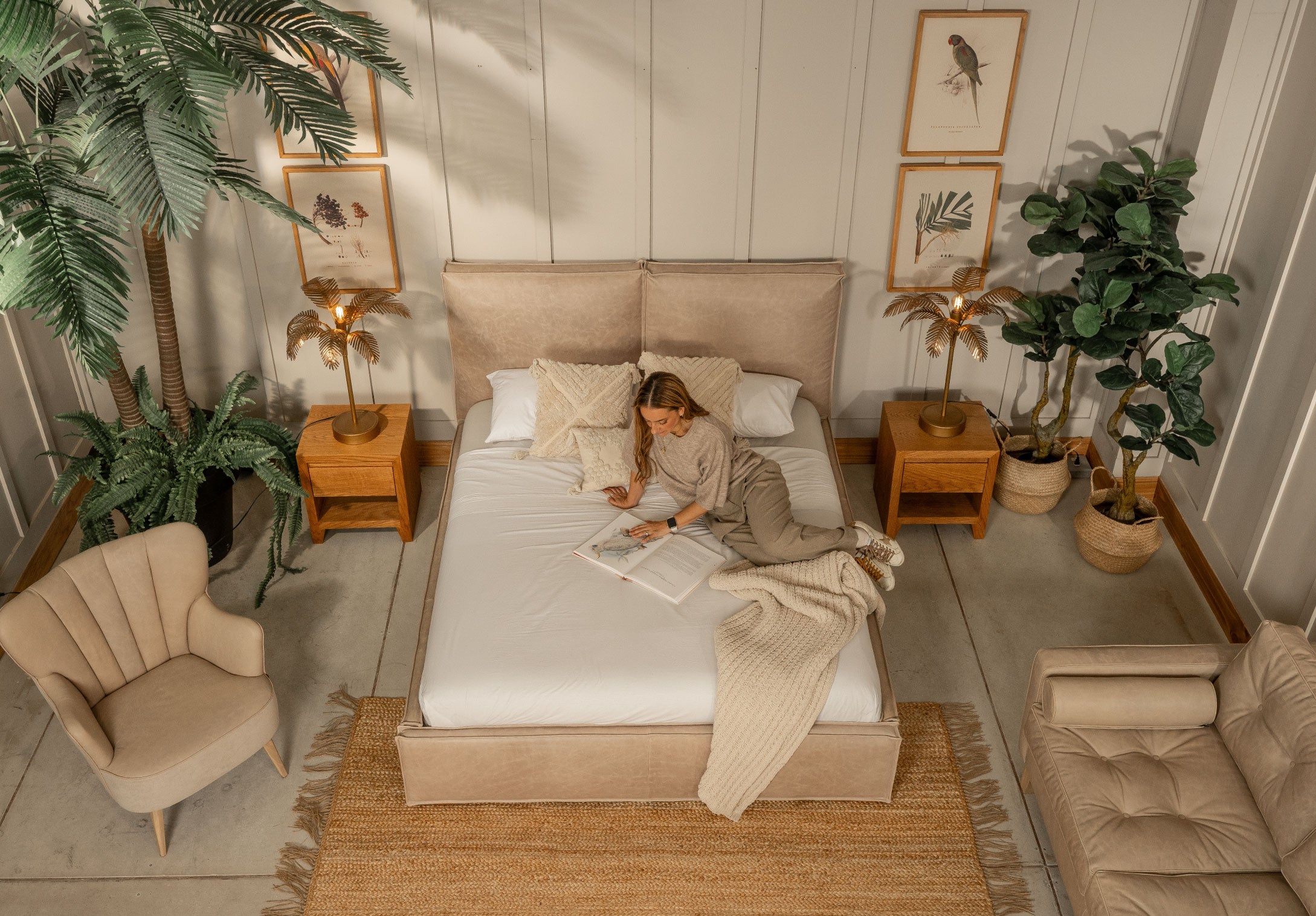 Cama Bruna Tela Lino Astoria Nuez