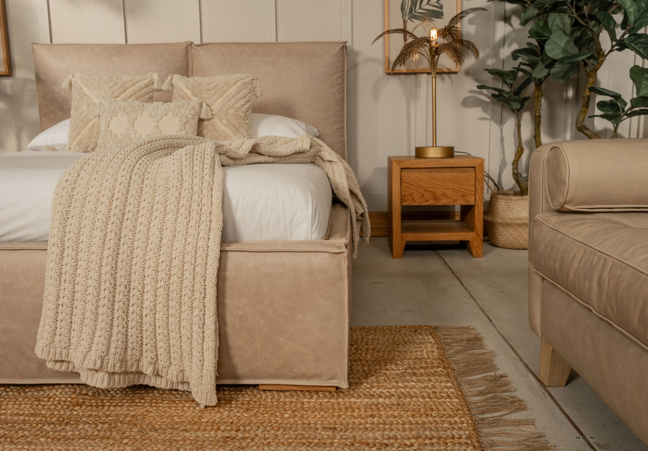 Cama Bruna Tela Lino Astoria Nuez