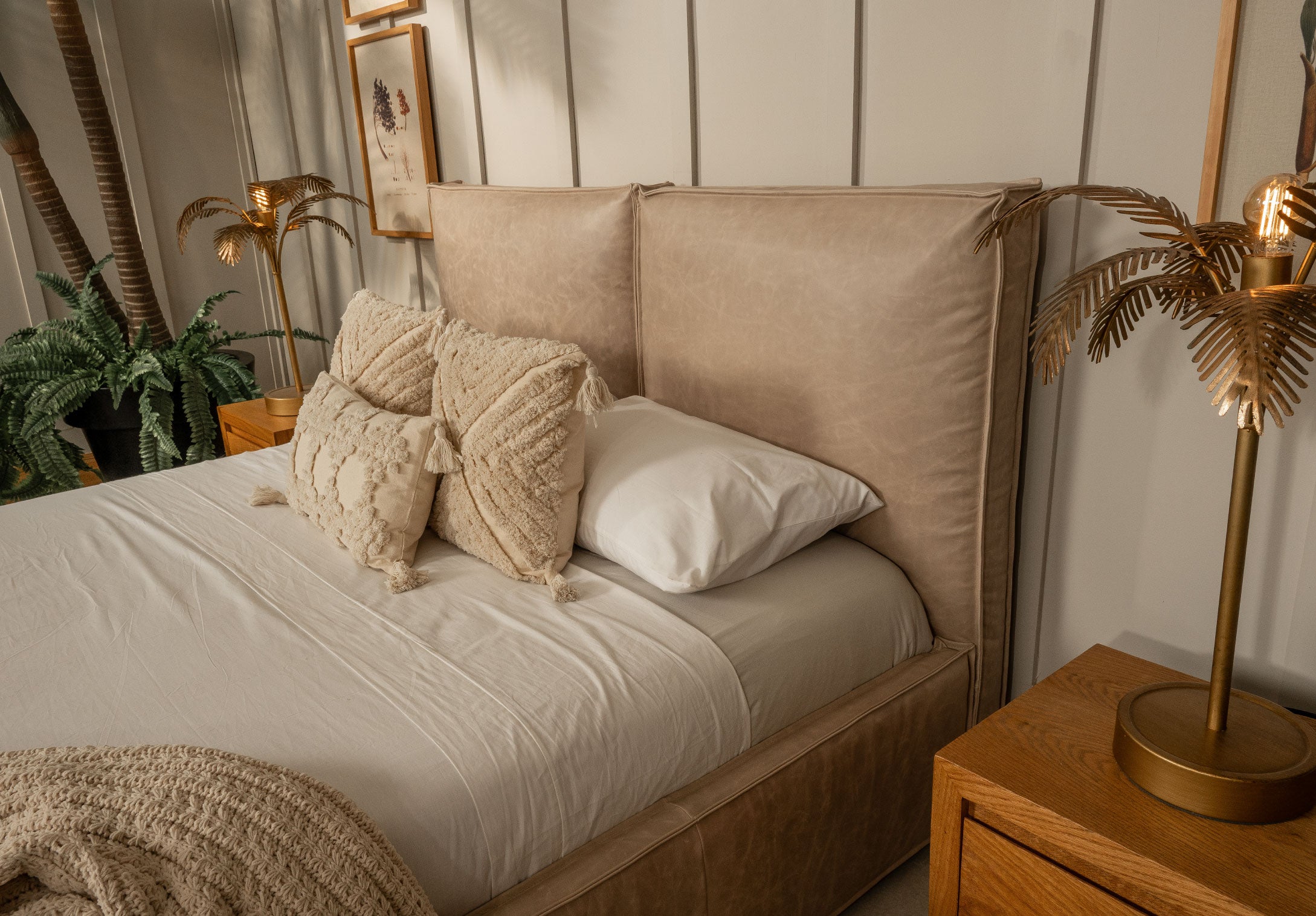 Cama Bruna Tela Lino Astoria Nuez